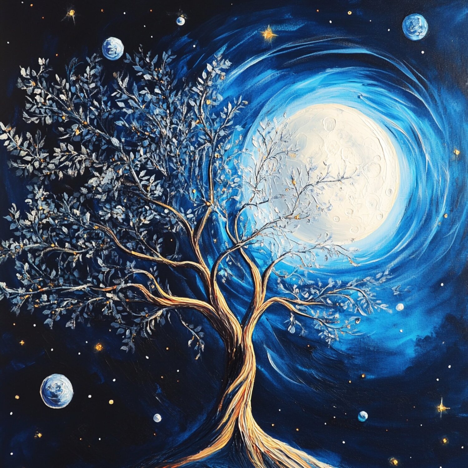 Where the Silver Tree Meets the Golden-Flecked Full Moon Lucy Moon Digital zu verkaufen