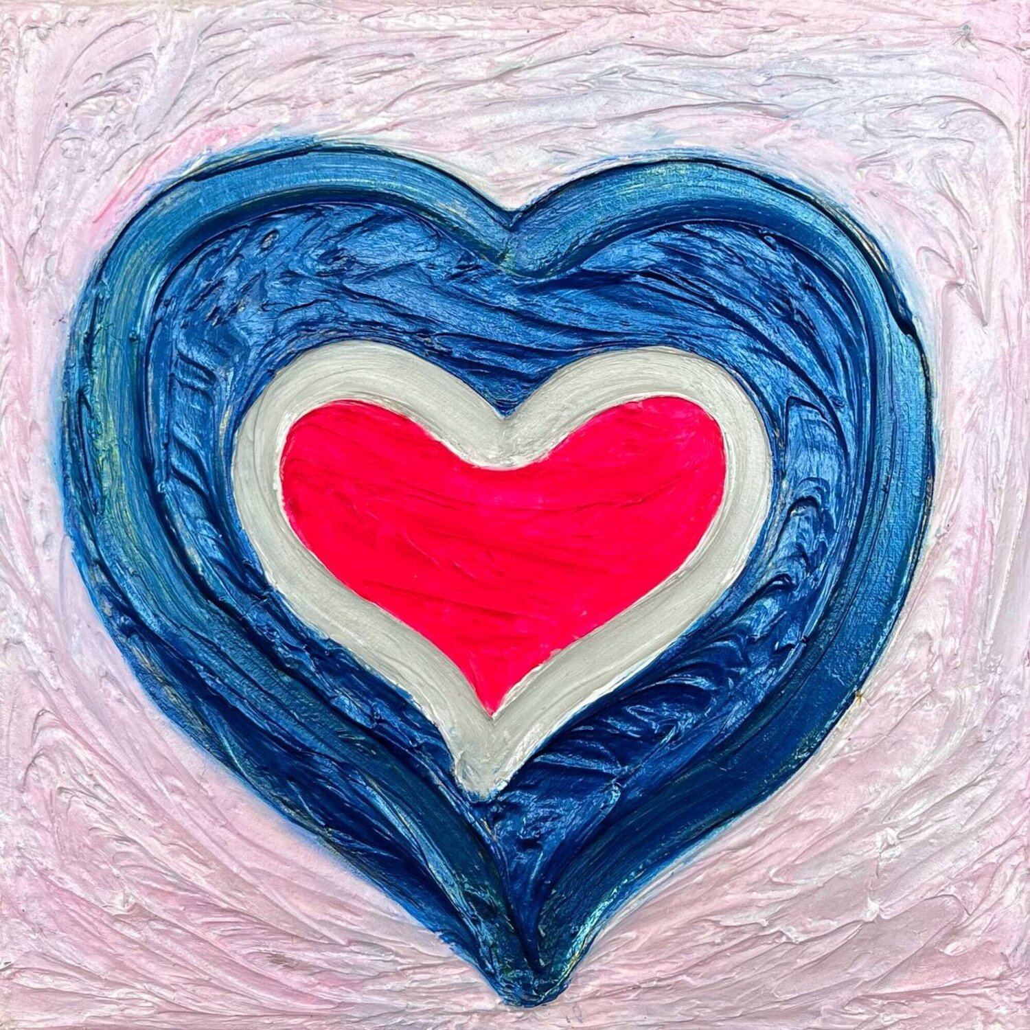 Two loving hearts on a textured bright background Lucy Moon