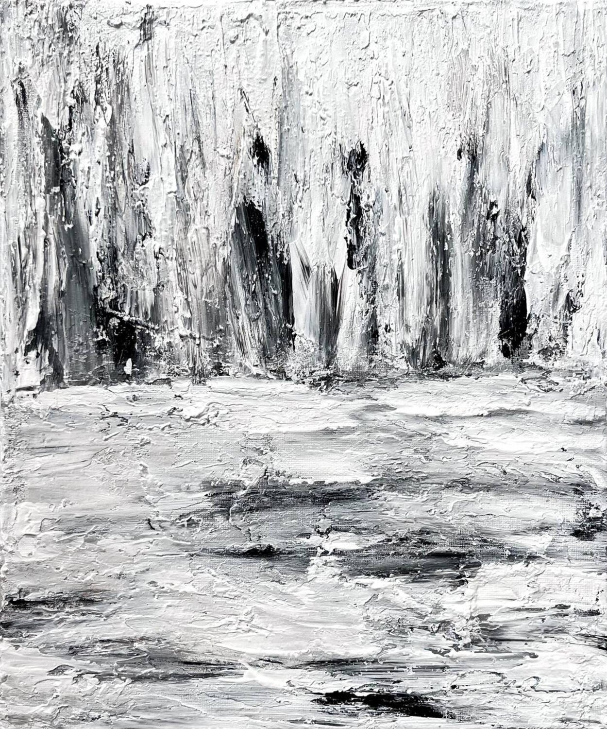 Contemporary textured art in black and white Lucy Moon Originalgemälde zu verkaufen