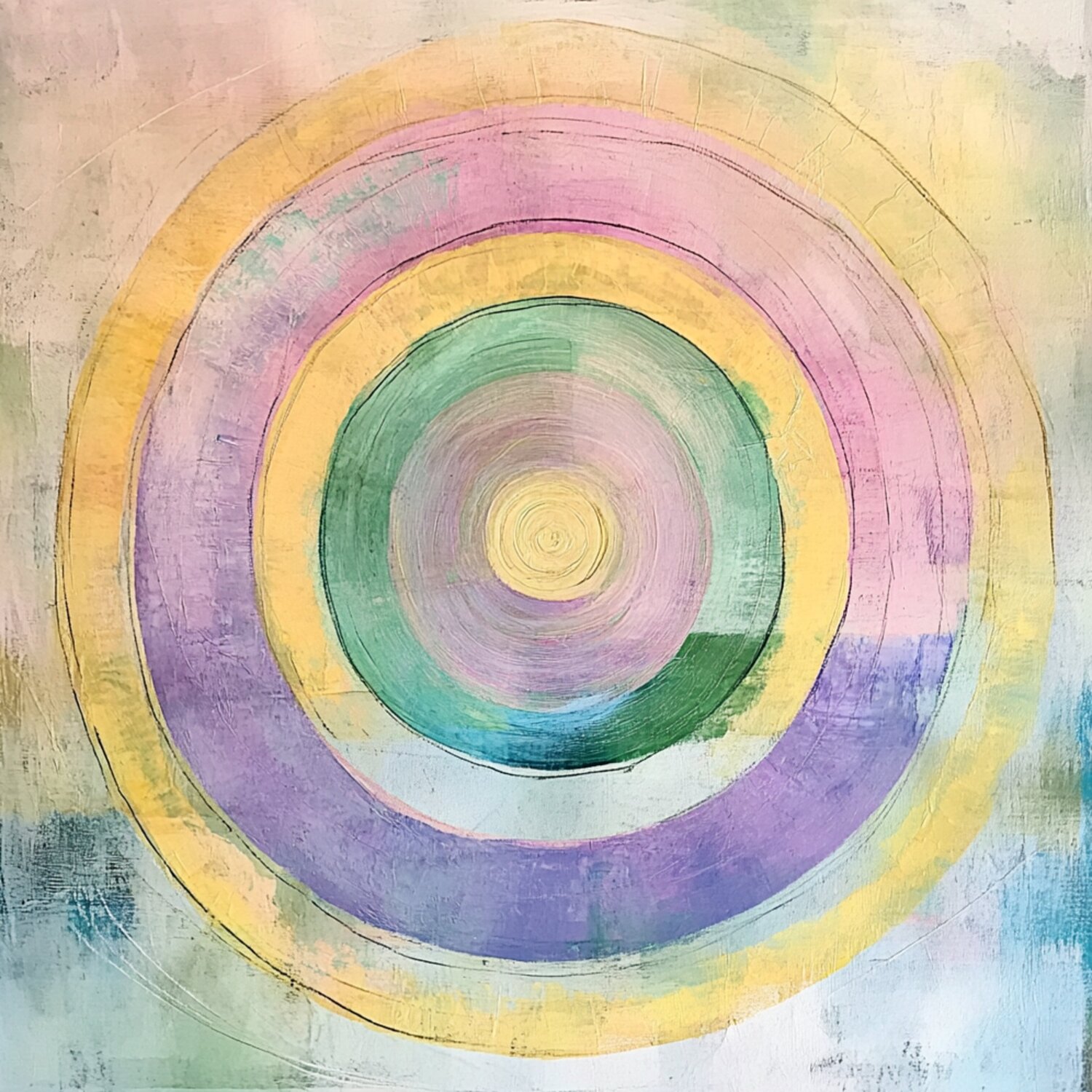 Rainbow Spiral of Mint Pink Flowers Lucy Moon Digital zu verkaufen