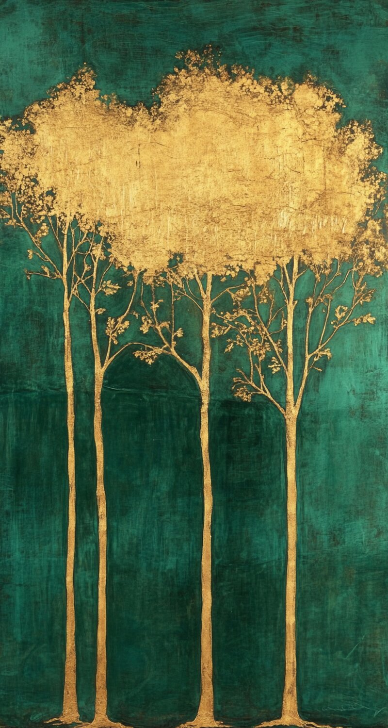 Gilded Forest Under Teal Skies Lucy Moon
