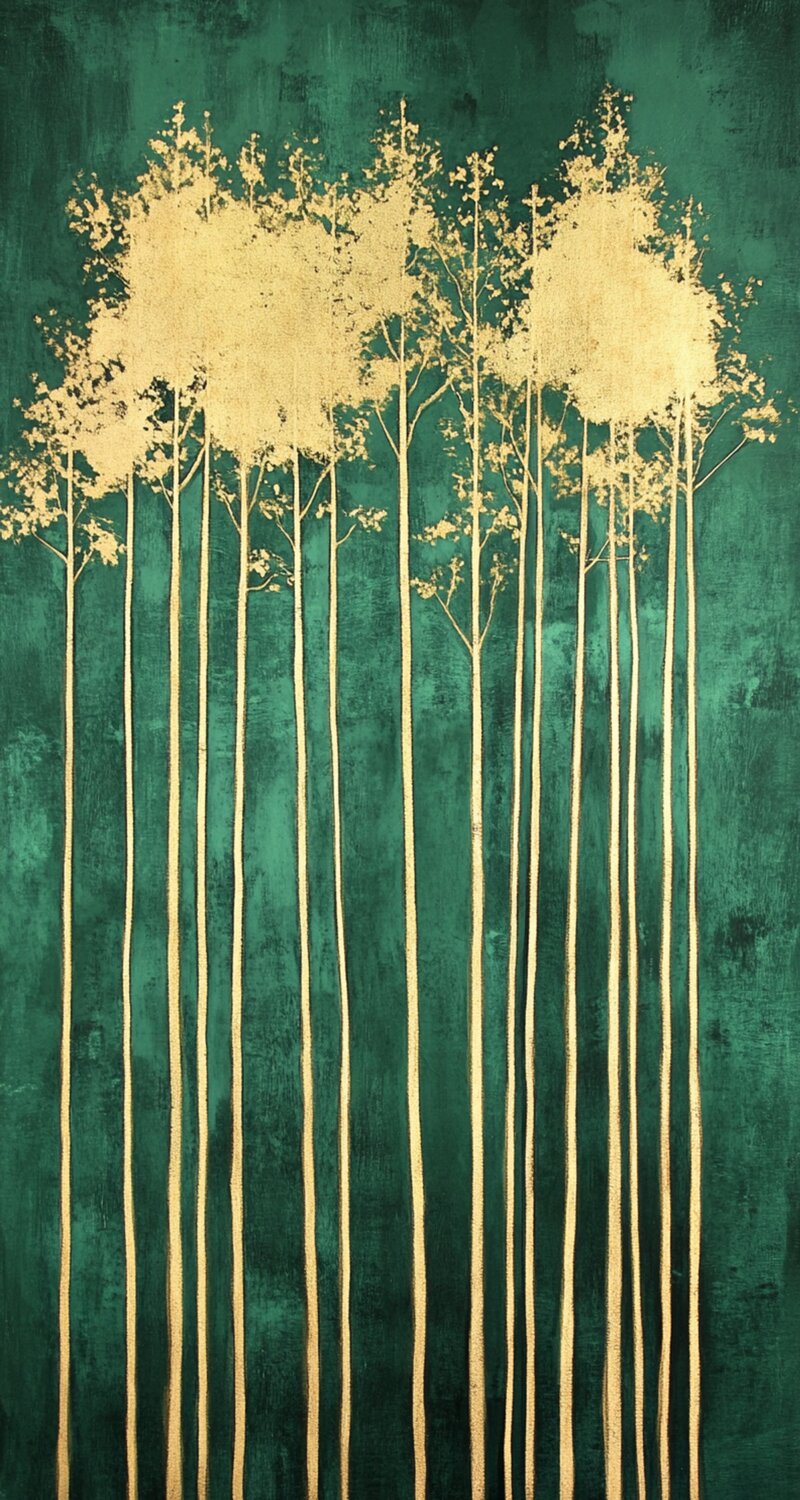 Golden trees in green light Lucy Moon