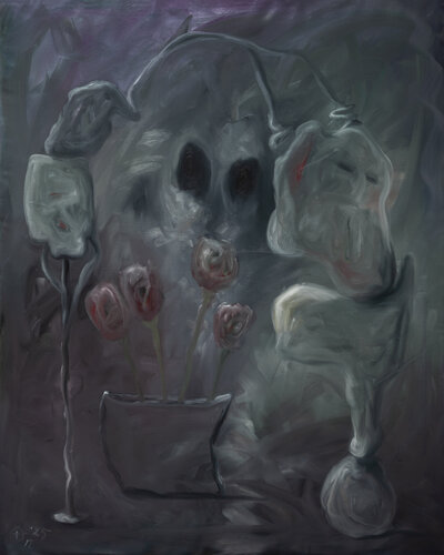Still life with flowers van Theo Overgaauw, Schilderij te koop op Singulart