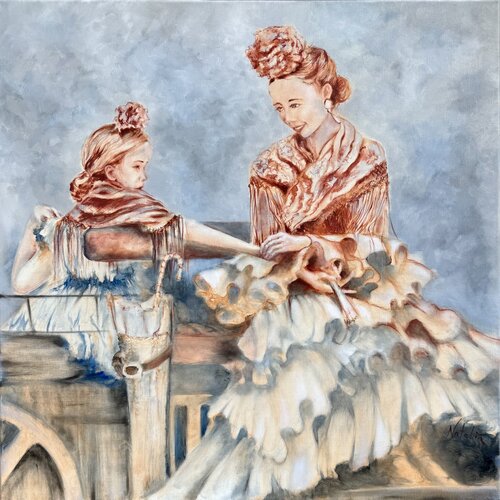 Sevillanas. La petite est fatiguée. di NATALIA LALETINA, Pittura in vendita su Singulart
