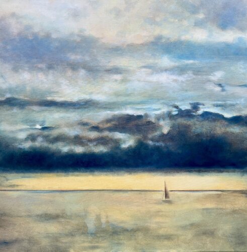 Le soleil se couche pendant l orage a La Grande Motte. 1 by NATALIA LALETINA, Painting for Sale on Singulart
