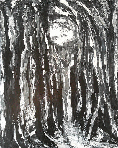 Moonshine on A Dark Forest Path. di Wayne Brown, Pittura in vendita su Singulart