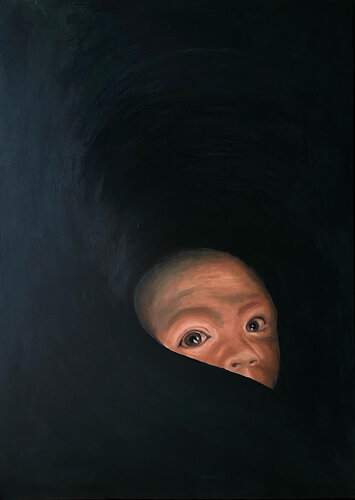 Deaf Pain – Expressive Figurative Painting of Inner Silence von Isabella D'Elia, Malerei kaufen auf Singulart