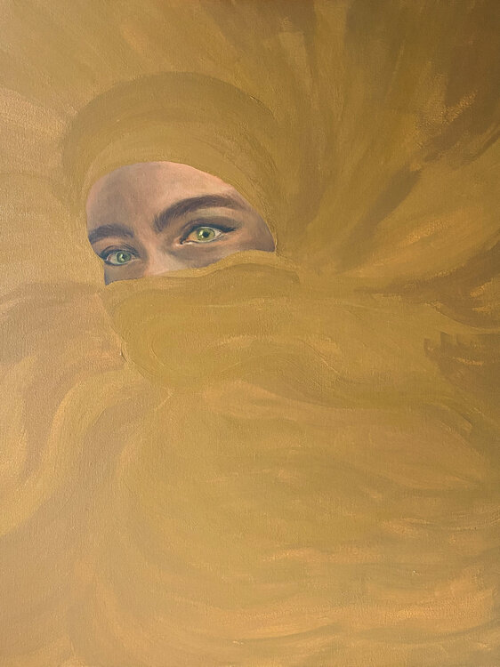 Woman in Gold – Figurative Painting of Light, Time, and Presence Isabella D'Elia