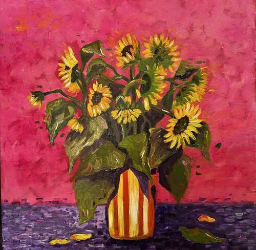 Sonnenblumen Pink by Jeannette Reupke, Painting for Sale on Singulart