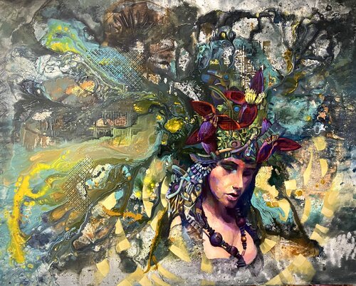 La flor del Caribe van Rigo Peralta, Schilderij te koop op Singulart