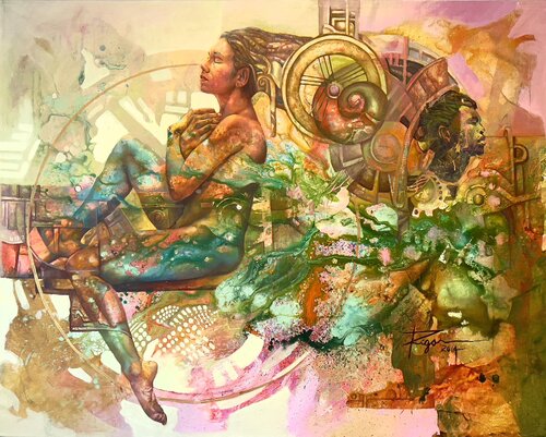 Abrazando van Rigo Peralta, Schilderij te koop op Singulart