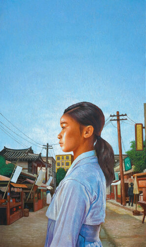 A girl (Original artwork - The book cover of 'Dumebyeol, a girl named Flower and Star') by Seung Hwan Kim, 회화 for Sale on Singulart