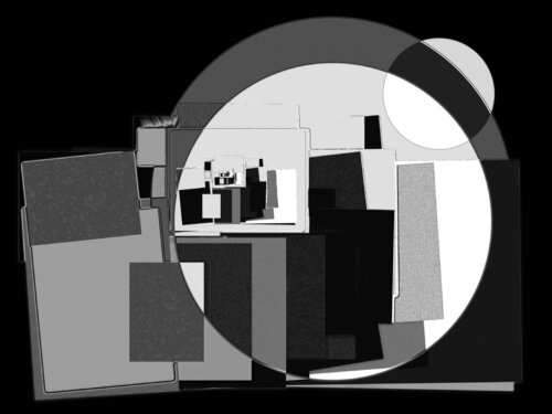 Geometric Abstraction Black & White van JLP, Digitaal te koop op Singulart