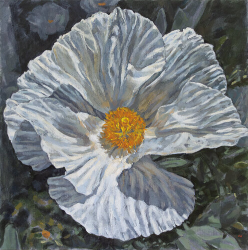 FLOWERS V "White poppy" di Victoria Ascanio, Pittura in vendita su Singulart