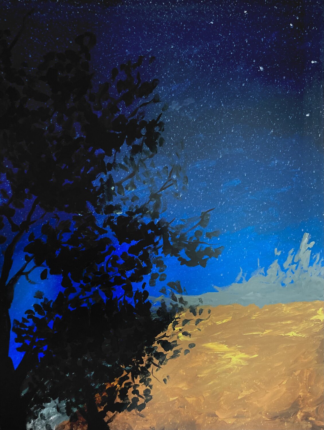 Field and trees at midnight Nikoloz Berianidze