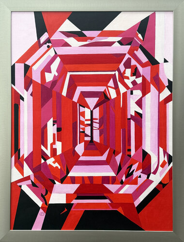 𝑪𝑹𝑰𝑴𝑺𝑶𝑵 𝑳𝑨𝑩𝒀𝑹𝑰𝑵𝑻𝑯  -  𝐂𝐎𝐋𝐎𝐔𝐑 𝐌𝐀𝐆𝐈𝐂 𝐈𝐕 by Bettina Newbery, 絵画 for Sale on Singulart