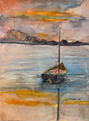 Dream Boat: Reflection after the Storm de Joanne Joki, Pintura a la venta en Singulart