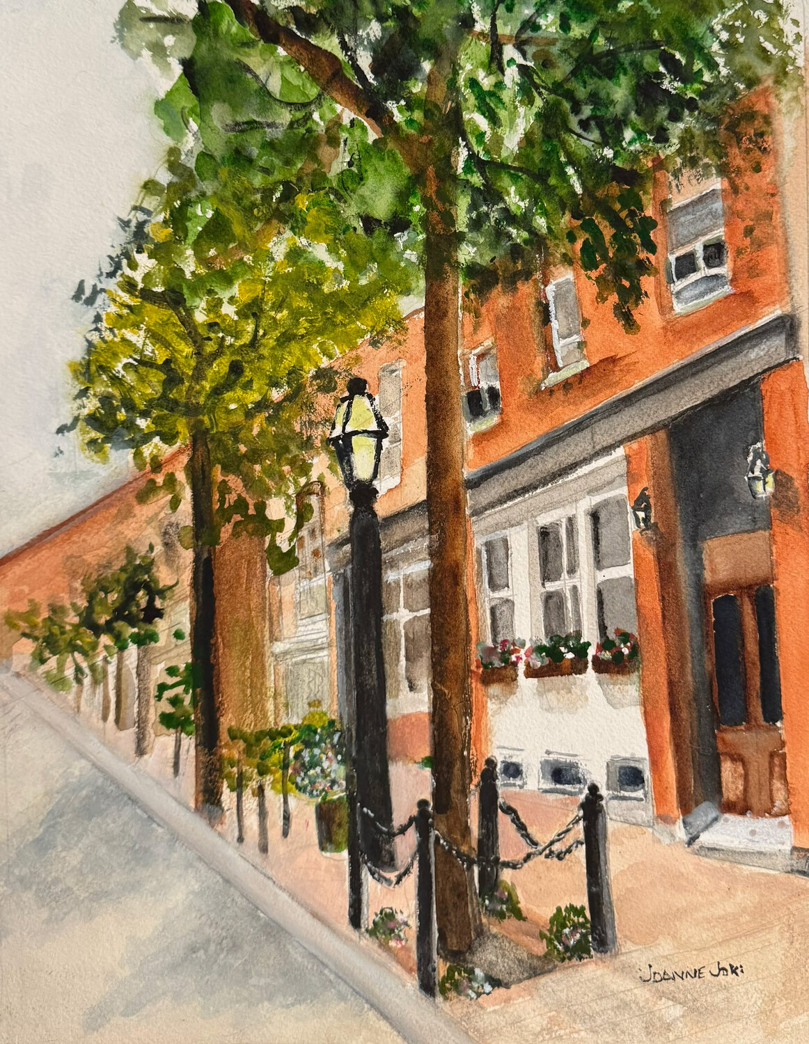 Inviting Pathways: A Watercolor Tribute to Georgetown's Spring Charm Joanne Joki Werk auf Papier zu verkaufen