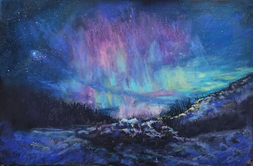 Northern Lights van Dixie Ringen, Schilderij te koop op Singulart