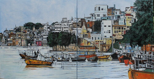 Barsaat ka ek Din  { A rainy Day] di Mamta Malhotra, Pittura in vendita su Singulart