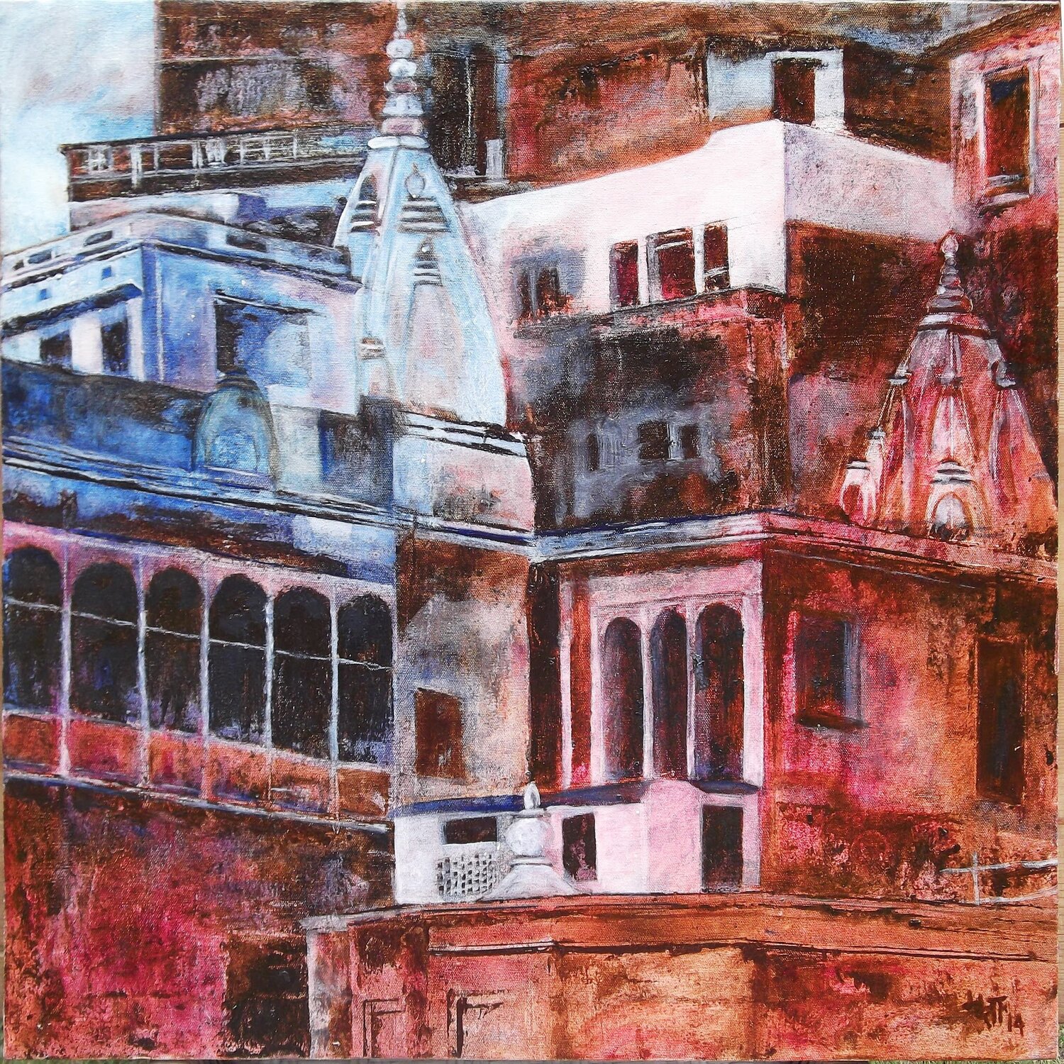 Kashi City of light 1 Mamta Malhotra Originalgemälde zu verkaufen