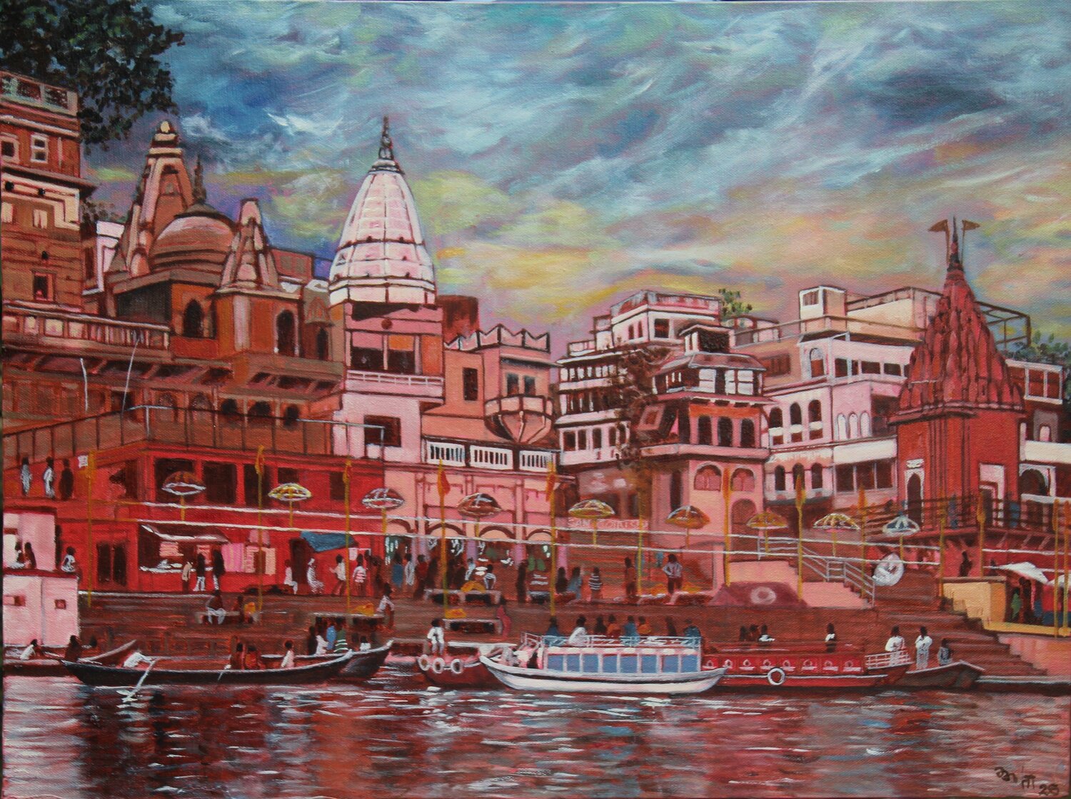 The Ghats of Kashi Mamta Malhotra Originalgemälde zu verkaufen