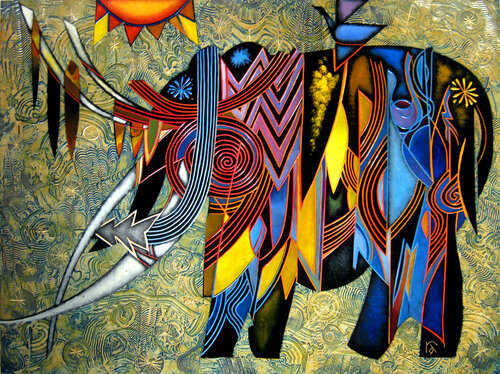 The Painted Elephant van Raymond Andrews, Schilderij te koop op Singulart