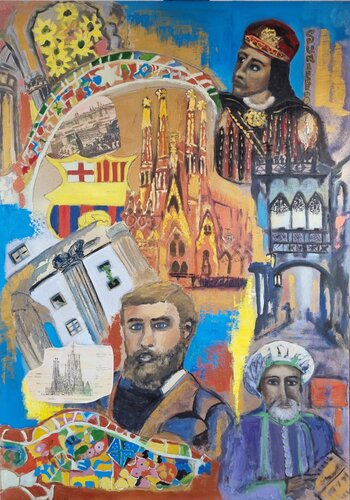 Barcelona, historical landscape de ELIZABETH DRAYSON, Pintura a la venta en Singulart