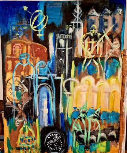 Toledo, abstract historical landscape de ELIZABETH DRAYSON, Pintura a la venta en Singulart