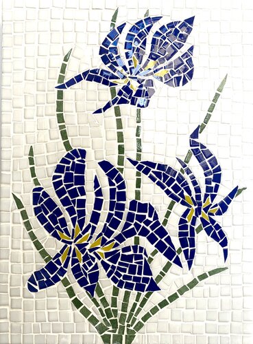 Iris Flower in Mosaic – Elegance in Bloom by MosaicOlhão Daria & Anaël MARTIN, Other Media for Sale on Singulart