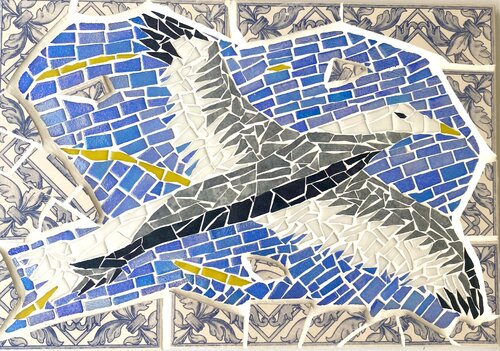 A seagull flew, it flew… Freedom in Mosaic. von MosaicOlhão Daria & Anaël MARTIN, Andere Medien kaufen auf Singulart