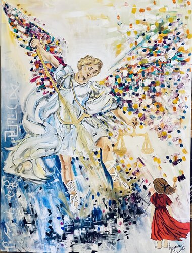 Sous la garde de Saint Michel van Joanna Louvet, Schilderij te koop op Singulart
