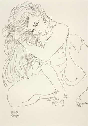 Schönes Mädchen di Gunter Langer, Disegno in vendita su Singulart