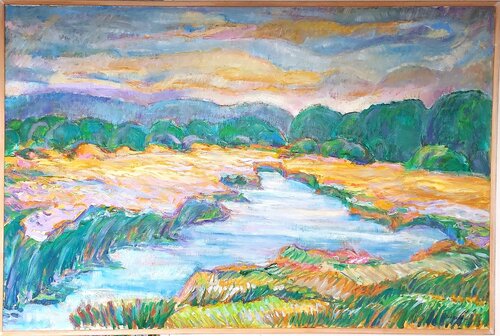 Dansk natur Gudenåen van Joern Bjerge, Schilderij te koop op Singulart