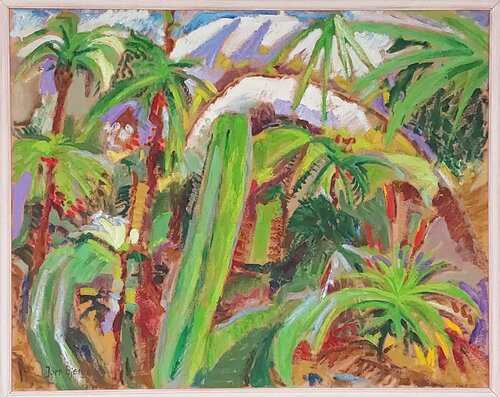 Tropiske planter i botanisk have van Joern Bjerge, Schilderij te koop op Singulart