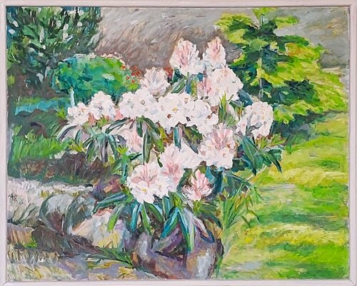 Hvid Rhododendron di Joern Bjerge, Pittura in vendita su Singulart