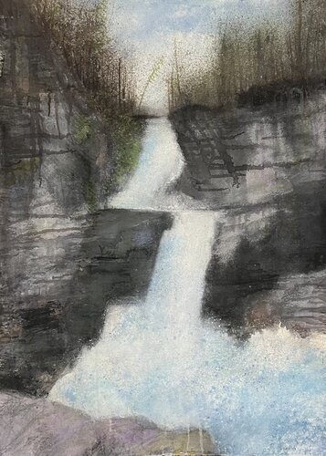 Glacial Waterfall van Nina Hellman, Schilderij te koop op Singulart