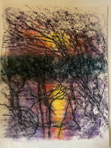Monoprint/ Riverside Drive Sunset 1 de Nina Hellman, Impresión a la venta en Singulart