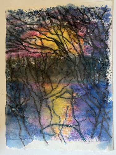 Monoprint/ Riverside Drive Sunset 2 de Nina Hellman, Impresión a la venta en Singulart