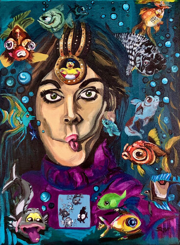 Fish Kisses van Jesse Bateman, Schilderij te koop op Singulart