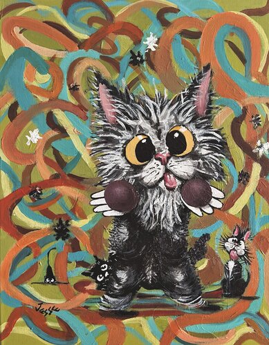 Lion Cat (Episode: Game of Courage; The Winner, 'Lion Cat' - "Look who's gotcha balls, now!") by Jesse Bateman, Painting for Sale on Singulart