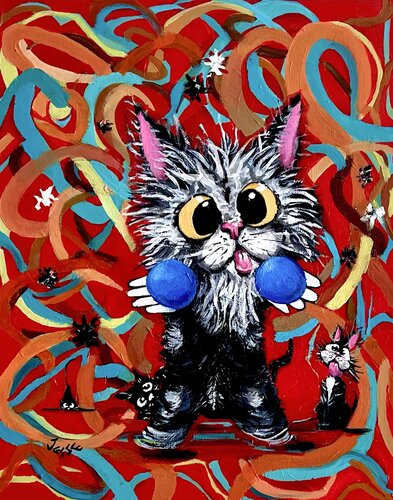 Lion Cat II by Jesse Bateman, Painting for Sale on Singulart