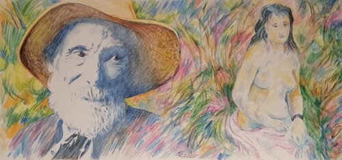 Ritratto di Renoir e giovane bagnante di Silvio Ricci, Pittura in vendita su Singulart
