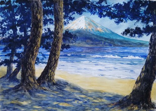 Monte Fuji-Giappone von Silvio Ricci, Malerei kaufen auf Singulart