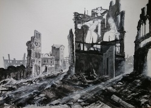 Annunciazione tra le rovine par Silvio Ricci, Peinture en vente sur Singulart