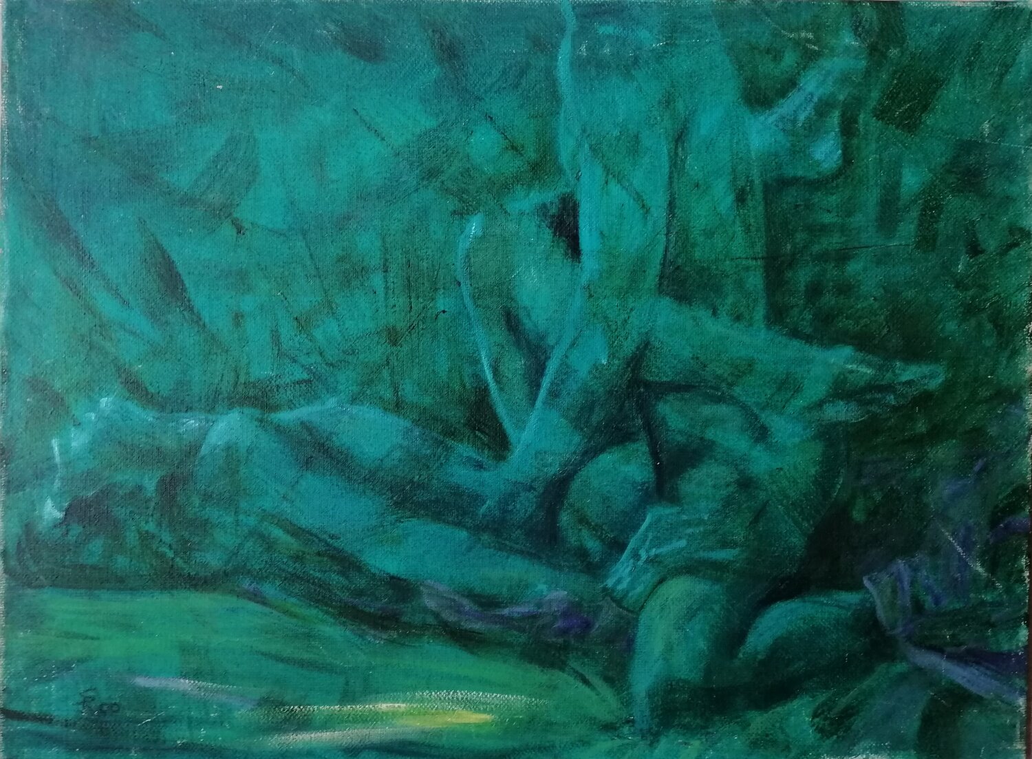 Coppia in verde Silvio Ricci Origineel schilderij te koop