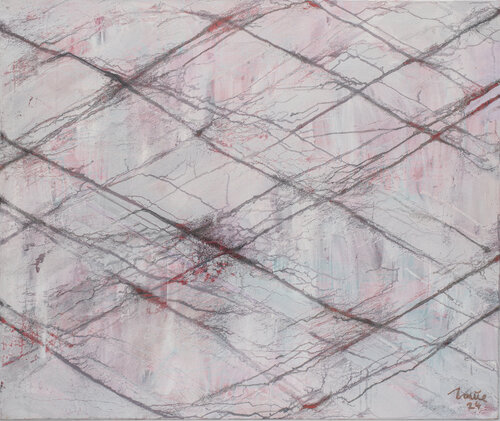 Rauten, Acryl gebundenes Pigment auf Nessel, Maße: 100 cm x 120 cm van Dieter Laue, Schilderij te koop op Singulart