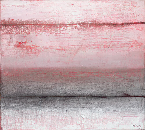 Flöz, Acryl gebundenes Pigment, Hintergrund Nessel, 90x 100 cm van Dieter Laue, Schilderij te koop op Singulart