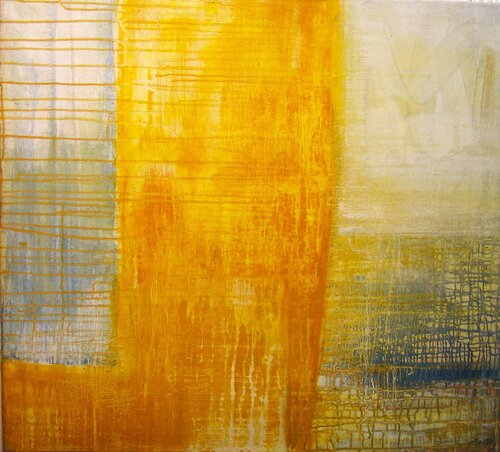 Komposition, Acryl gebundenes Pigment, Hintergrund: Nessel, Maße: 100 x 90 cm, Entstehungsjahr 2017, Preis: 2.200,00 Euro van Dieter Laue, Schilderij te koop op Singulart