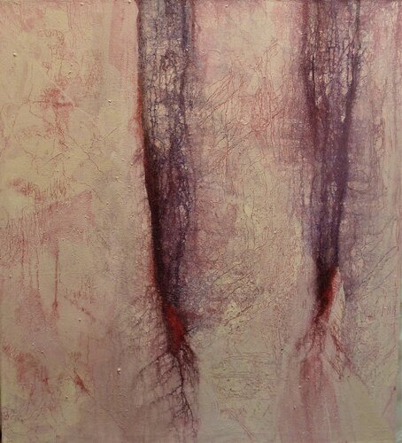 Schwarz-Weiß-Rot, Acryl gebundenes Pigment, Nessel, 90 x 100 cm, 2022 van Dieter Laue, Schilderij te koop op Singulart